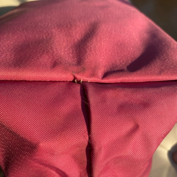 Longchamp Le Pliage Original Medium Tote Hot Pink Magenta Nylon Brown Leather - Picture 8 of 16